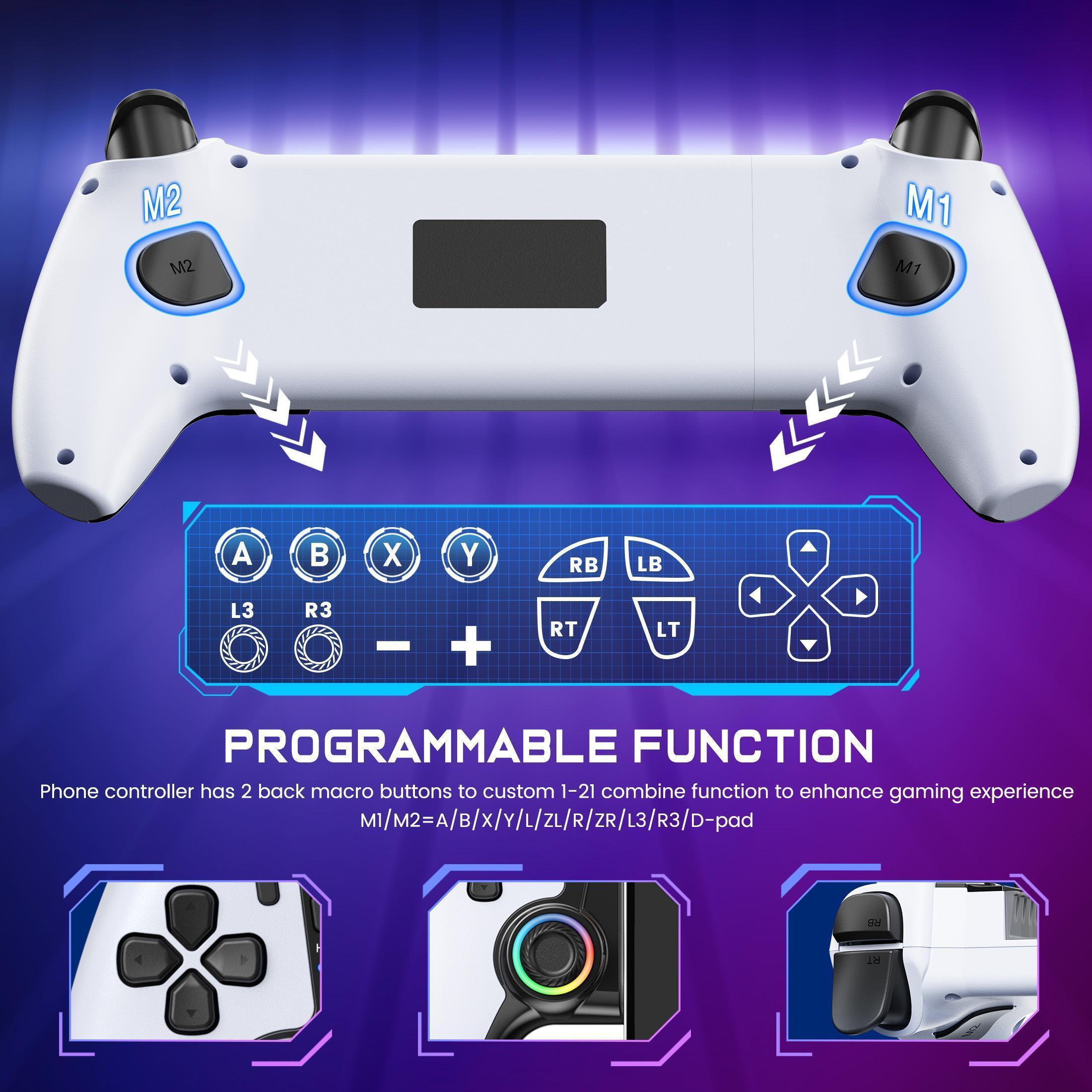 BEBONCOOL Mobile Game Controller for Android & iPhone&Switch1/2, Turn Your Phone into a Gaming Console,LED Mobile Gaming Controller for iOS Support Xbox Cloud, Steam Link, GeForce Now, Arcade,Call of Duty, Roblox
