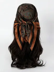 Women's 70cm Paisley Print Scarf, Fitted Chiffon Silk Scarf, Versatile Daily Accessory, All-Season Fashion Headscarf