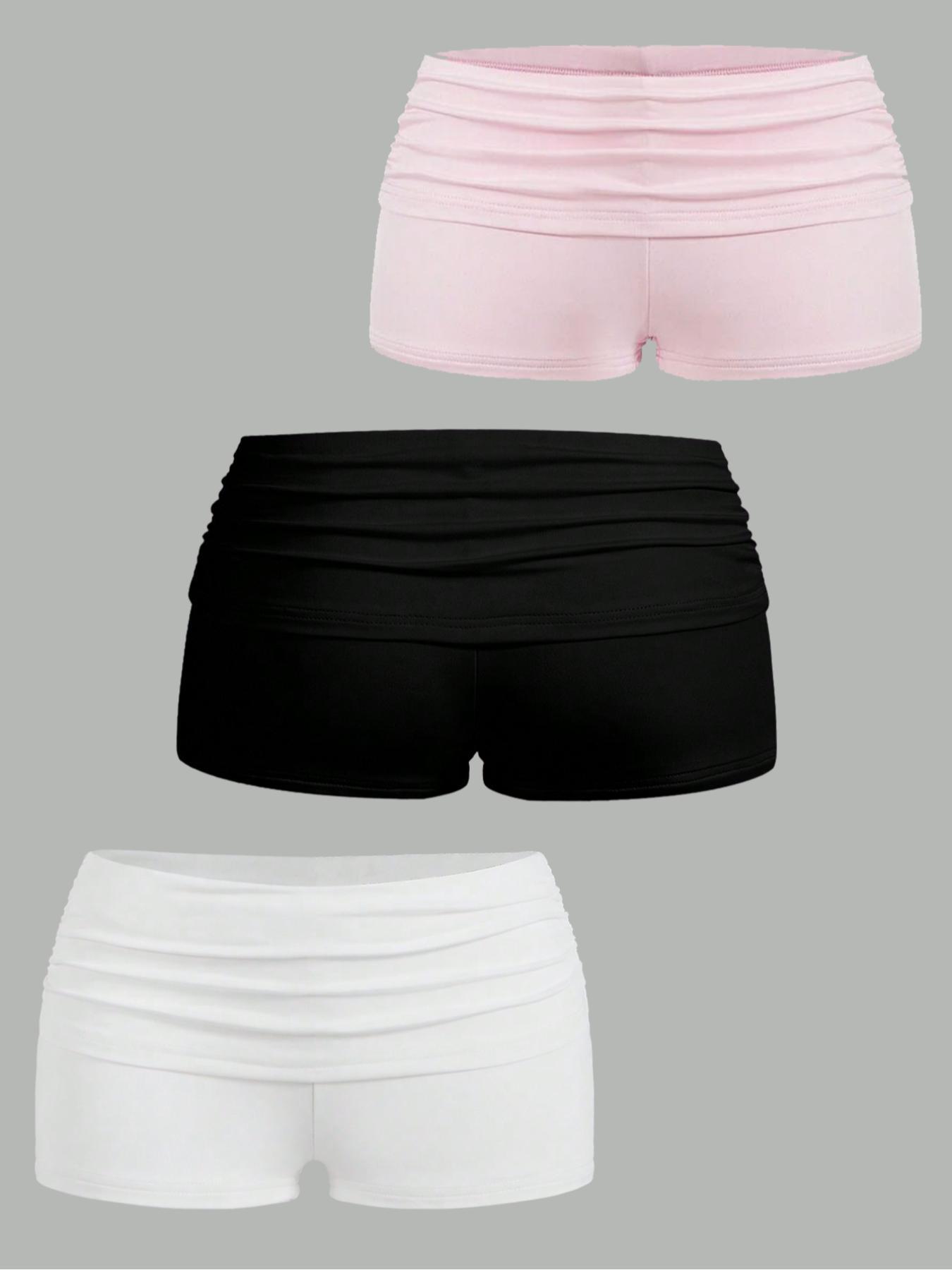 Women's Basic Solid Color Ribbed Shorts, Casual Comfy Lightweight Breathable Shorts for Daily Wear, Ladies Bottoms for Summer