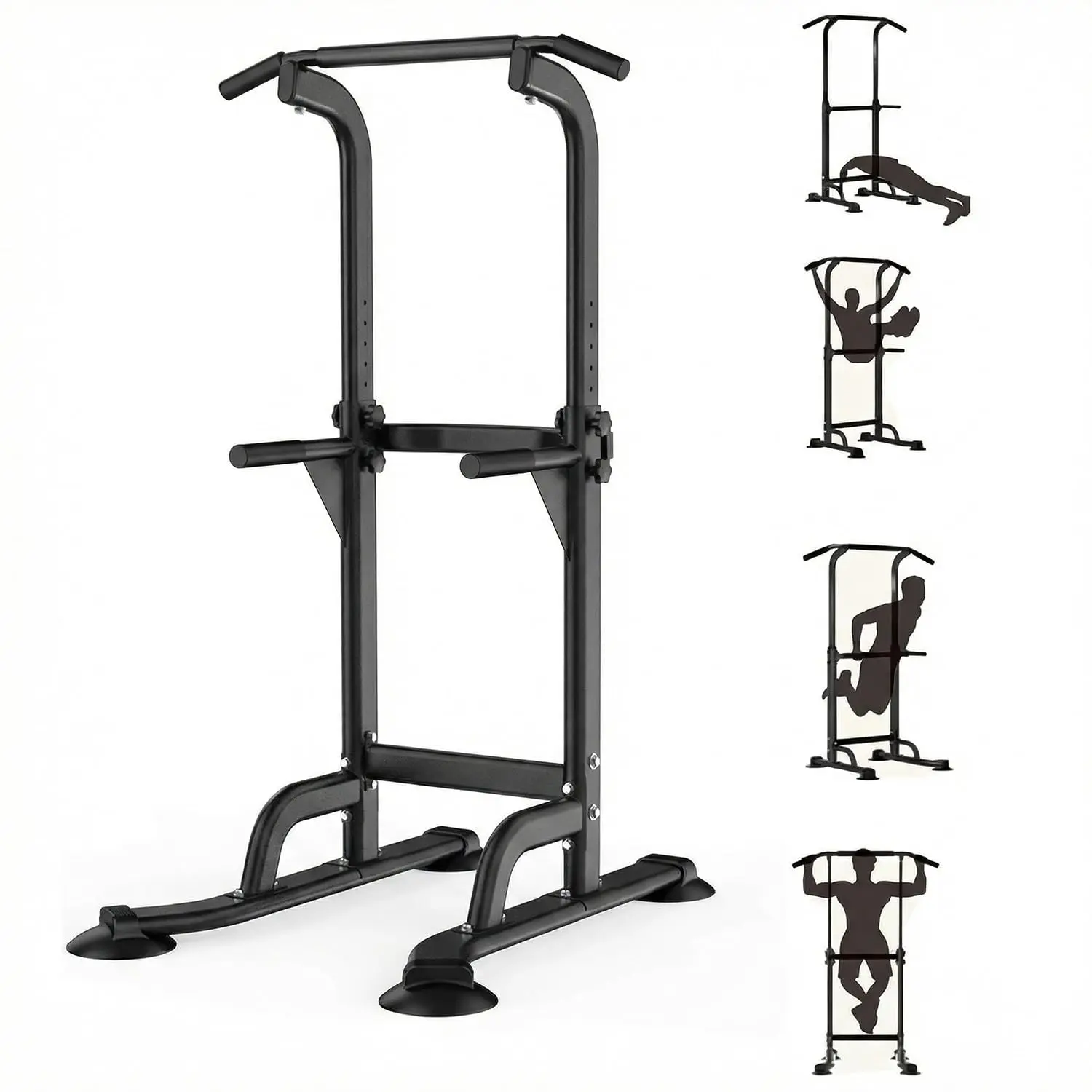 Adjustable Power Tower Pull Up Bar Dip Station for Home Gym, Free Standing Chin Up Bar with 300 lbs Capacity for Strength Training and Body Workout