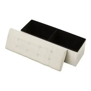 VEVOR Oval Storage Ottoman Bench, Foldable Teddy Fleece End of Bed Bench, Folding Upholstered Bed Ottoman Chest with Large Storage Space, Supports 660 lbs, for Living Room, Bedroom, Entryway, Beige