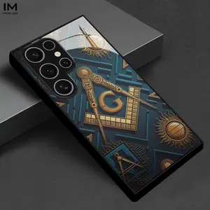 Phone Case: Freemason Symbol Collection New Pattern Black Tempered Glass Phone Case Compatible with Samsung Galaxy S26 S25 S24 S23 S22Pro S21 S20 Fe Plus Ultra Pro A56 A55 A54 A53 A52 A51 A36 A35 A34 A32 A26 A25 A24 A23 A16 A15 A14 A06 A05 A03s