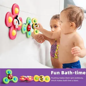 3-Piece Rotating Bath Toys Set, Baby Suction Cup Toy, Sensory Rotation Toy, Cartoon Stress Relief Toy, Suitable for High Chair/table/window/trip