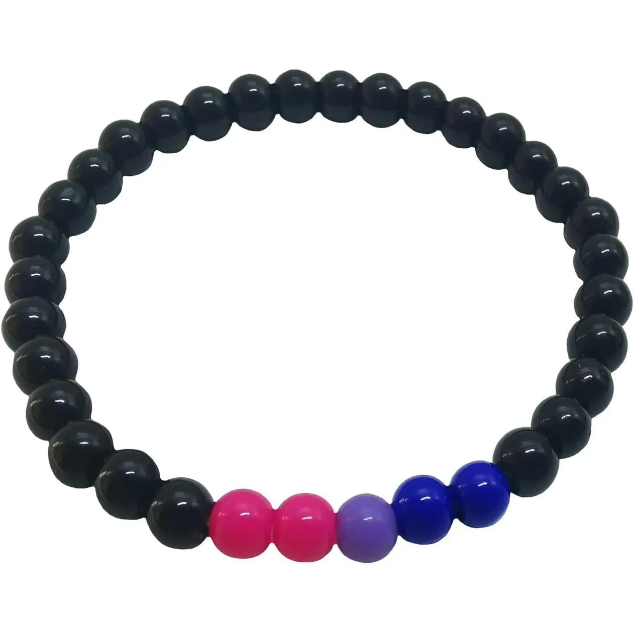 Bisexual Bracelet -   Blue  and Black Glass 6mm Beads - 7'' Pride colors Bead Bracelets