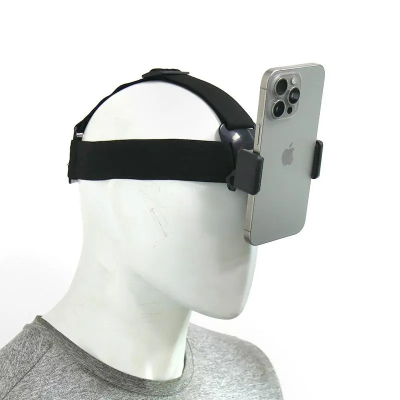 POV Head Mount Phone Holder, Adjustable Anti-Shake Headband Strap Clip, Hands-Free First-Person Video Recording Bracket, Universal Content Creation Gear, Compatible with iPhone & Action Cameras, Ideal for Vlog Shooting, Outdoor POV Footage & Daily Content