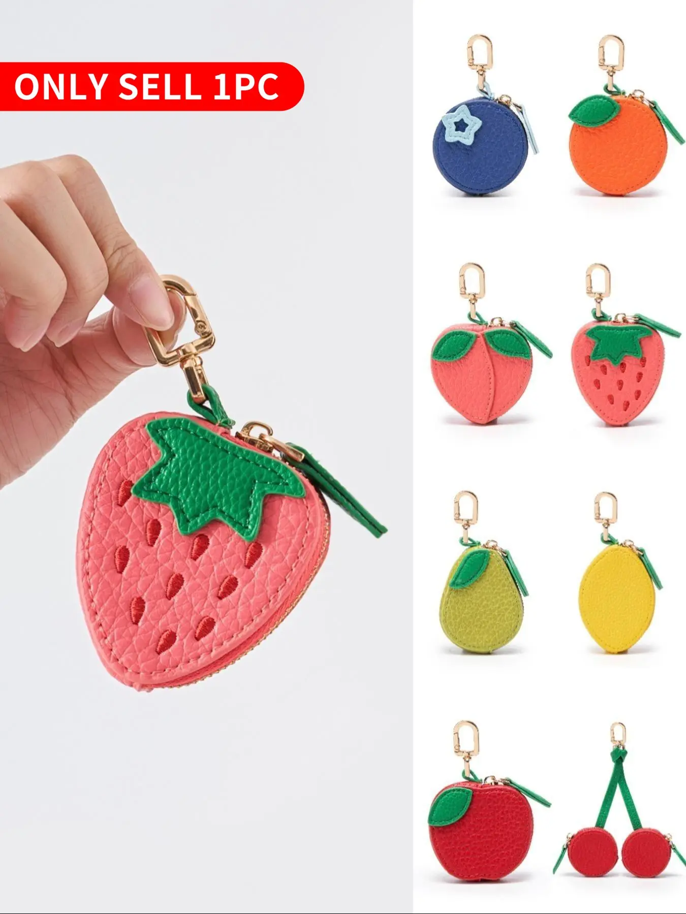 Fruit shaped pendant coin purse, fruit shaped keypendant, fruit pattern, cute keychain mini pocket wallet,perfect gift for women，Christmas Gift, Valentine's Day Gift, Ideal Gift，Thanksgiving gifts, Purse Keychains