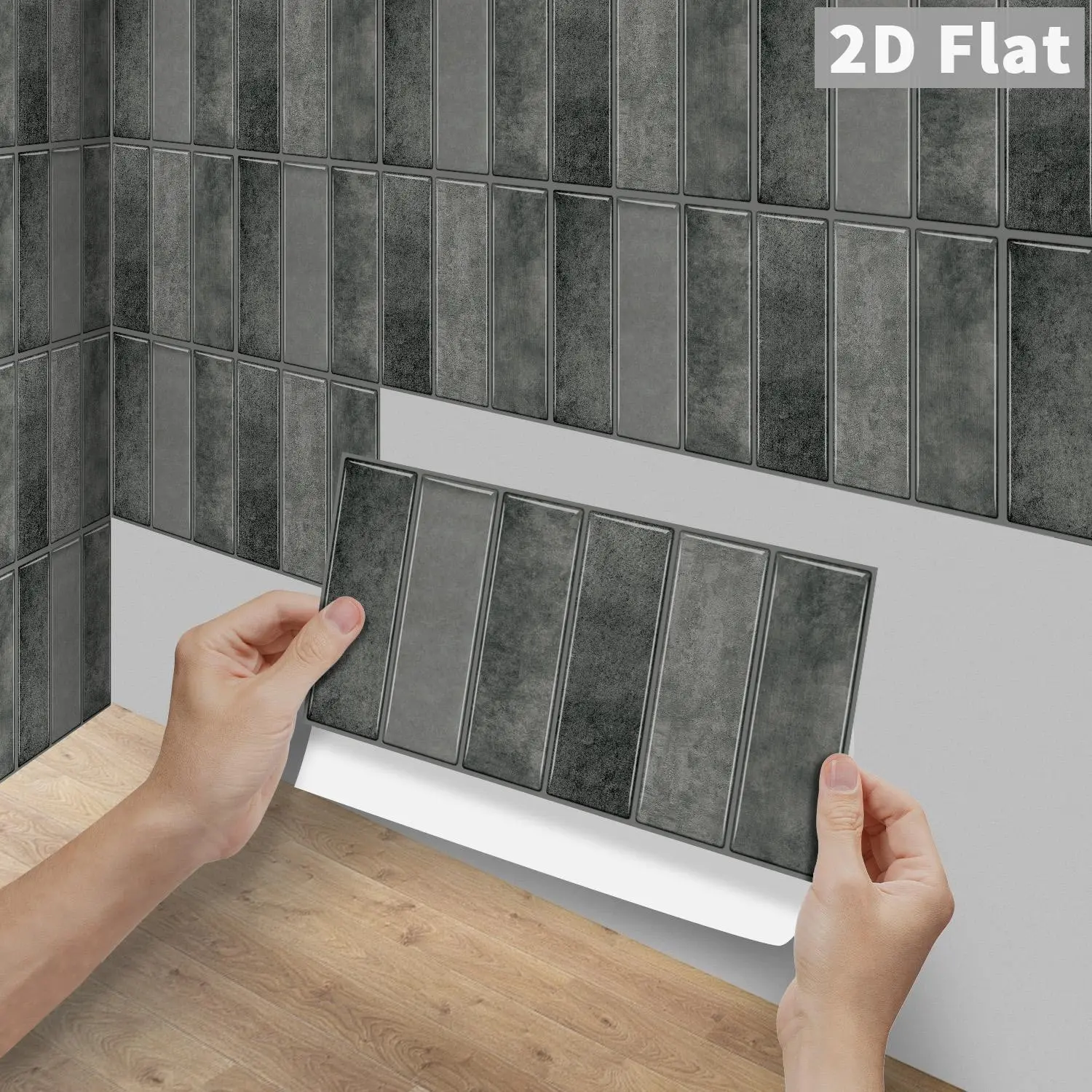 6/12/24/48PCS Retro Cement Grey Subway Tile Stickers, FG PVC Crystal Peel & Stick Waterproof Oilproof Splashback for Kitchen Bathroom Floor Tile Wood Surfaces Tile Decal Set