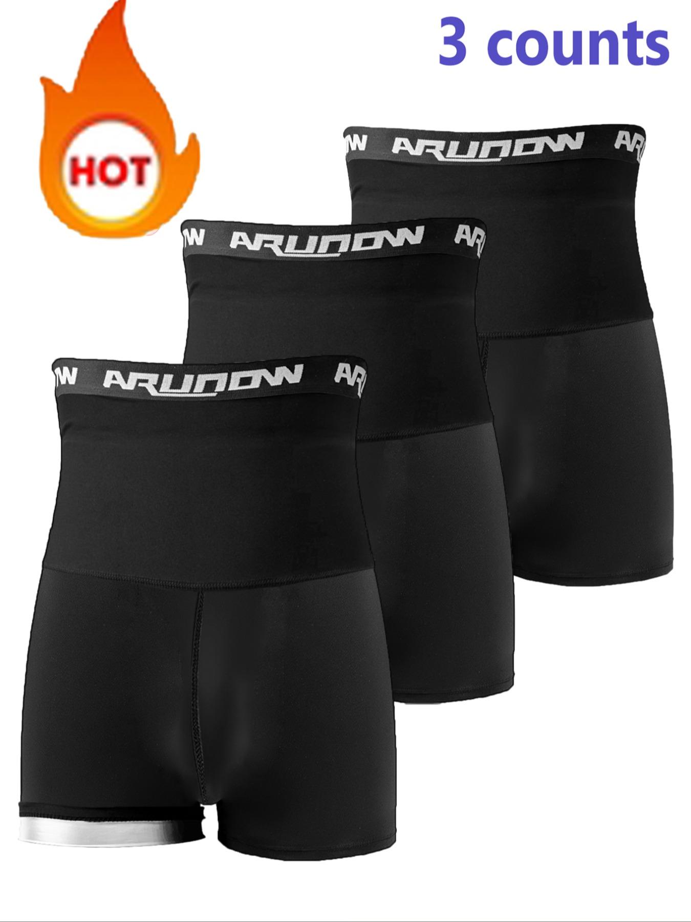 Men's Letter Tape High Waist Sauna Shorts, Functionality and Performance Casual Breathable Comfortable Sports Shorts, Workout Compression Shorts for Men, Shapewear