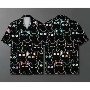 Neon Cat Hawaiian Shirt: Sunglasses & Headphones Aloha Shirt #   Cat Hawaiian Shirt #   Cat Shirt #   cute cat