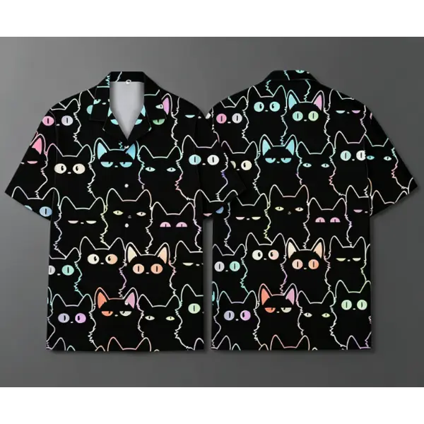 Neon Cat Hawaiian Shirt: Sunglasses & Headphones Aloha Shirt #   Cat Hawaiian Shirt #   Cat Shirt #   cute cat