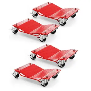 Red 4-Pack Vehicle Tire Skates, 6000 LBS Heavy-Duty Wheel Dollies for Shifting Cars, Trucks, Trailers, Motorcycles & Watercraft