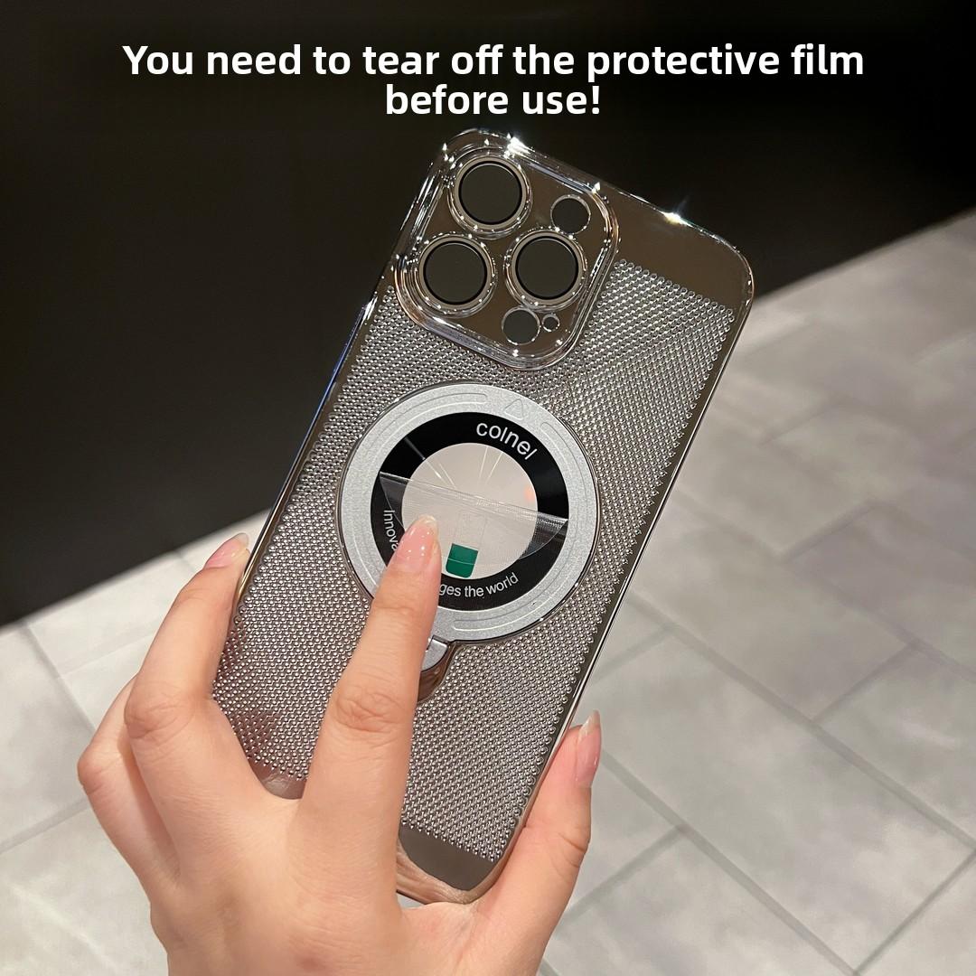 Suitable for iP16promax all-round heat dissipation 360°   Magnetic Stand iP15 Honeycomb Design Magnetic Ultra-Thin Phone Case 14/13/12 Screen Protector