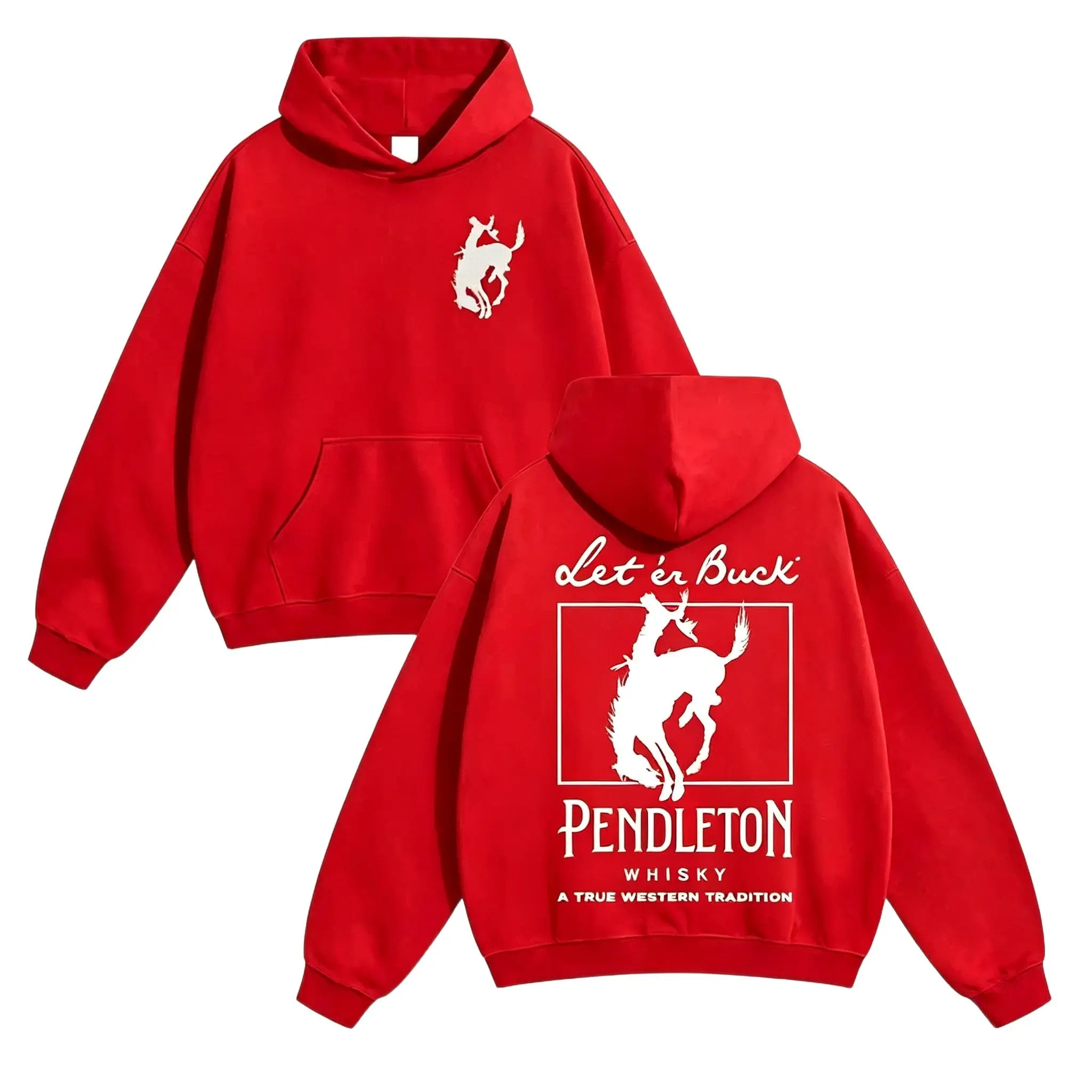 Western Let Er Buck Rodeo Graphic Pullover Hoodie Unisex Oversized Long Sleeve Cotton Blend Streetwear Sweatshirt Comfort Loose Fit Top for Men Women Youth Adults Halloween Christmas Holiday Party Attire Ideal Birthday Holiday Present for Western Rodeo Fa