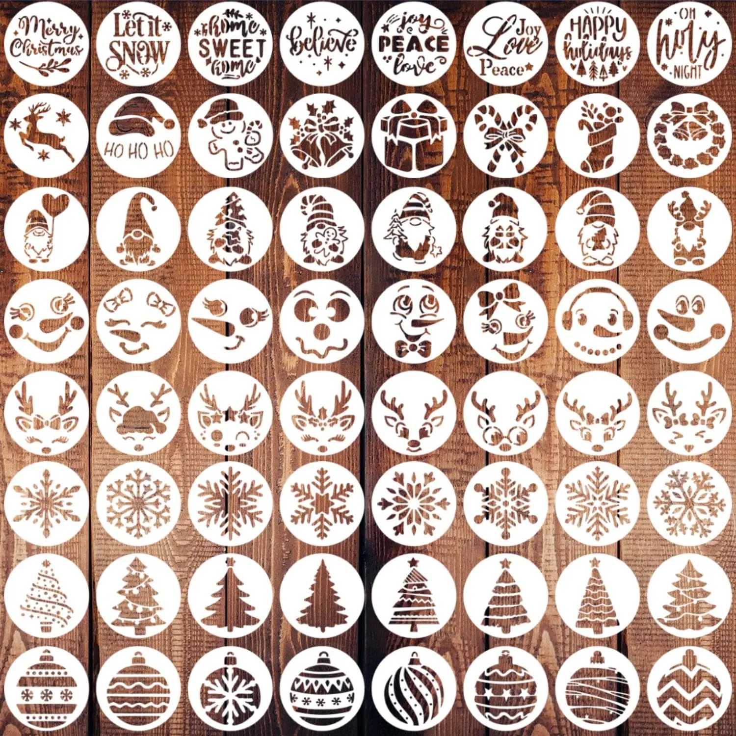 64- Small Christmas Stencils, , Creamy White, 3x3 Inch, Christmas Ornament Stencils for Painting  , DIY  Decor