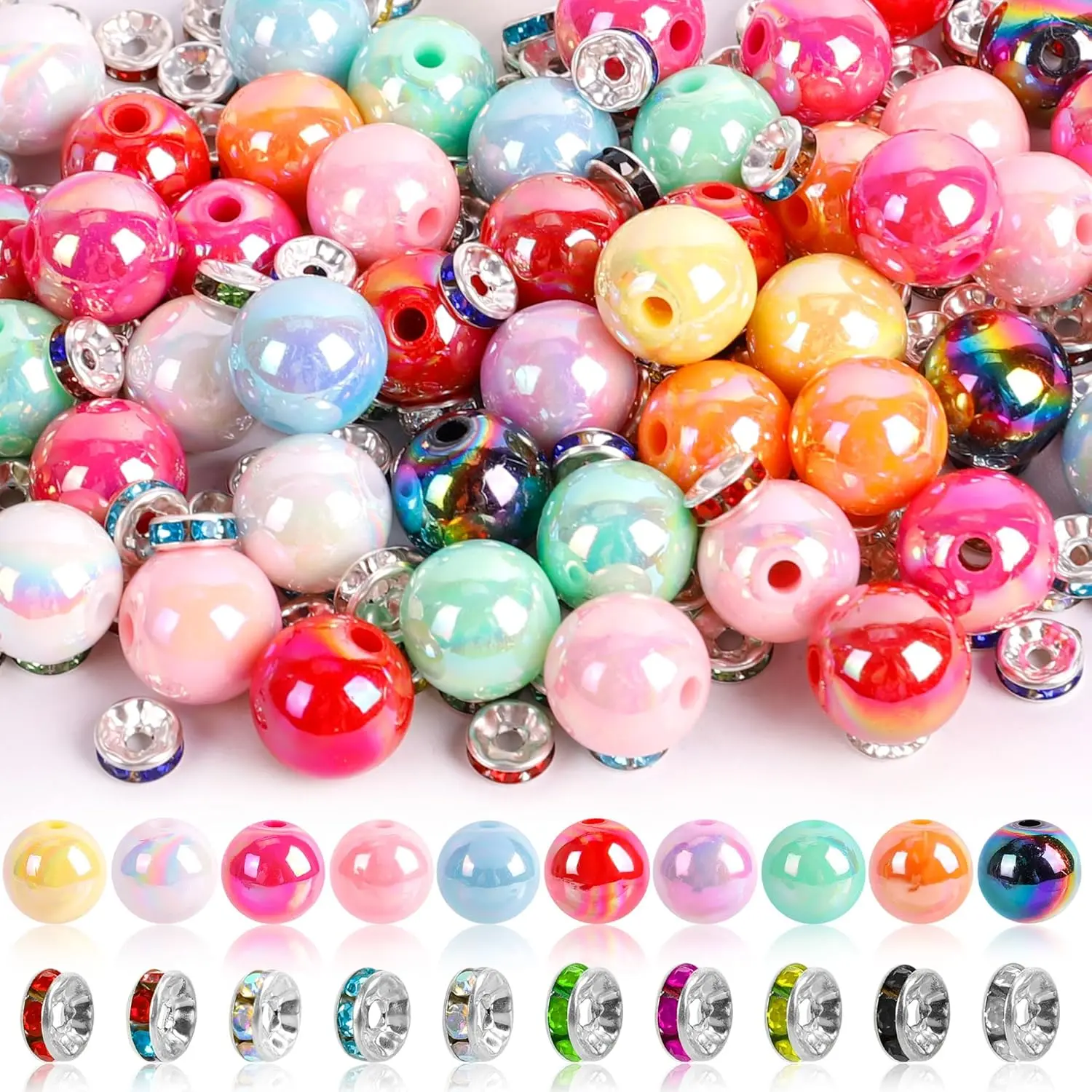 250 count Beads for Pens - Focal Beads for Beadable Pens,  Bead for Beaded Pen, Spacer Bead Keychains Bracelets Crafts
