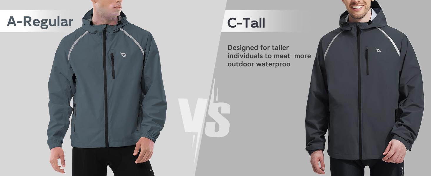 Baleaf Mens Waterproof Rain Jacket Lightweight Packable Windbreaker Hooded Reflective Coat Running Cycling Hiking Gear