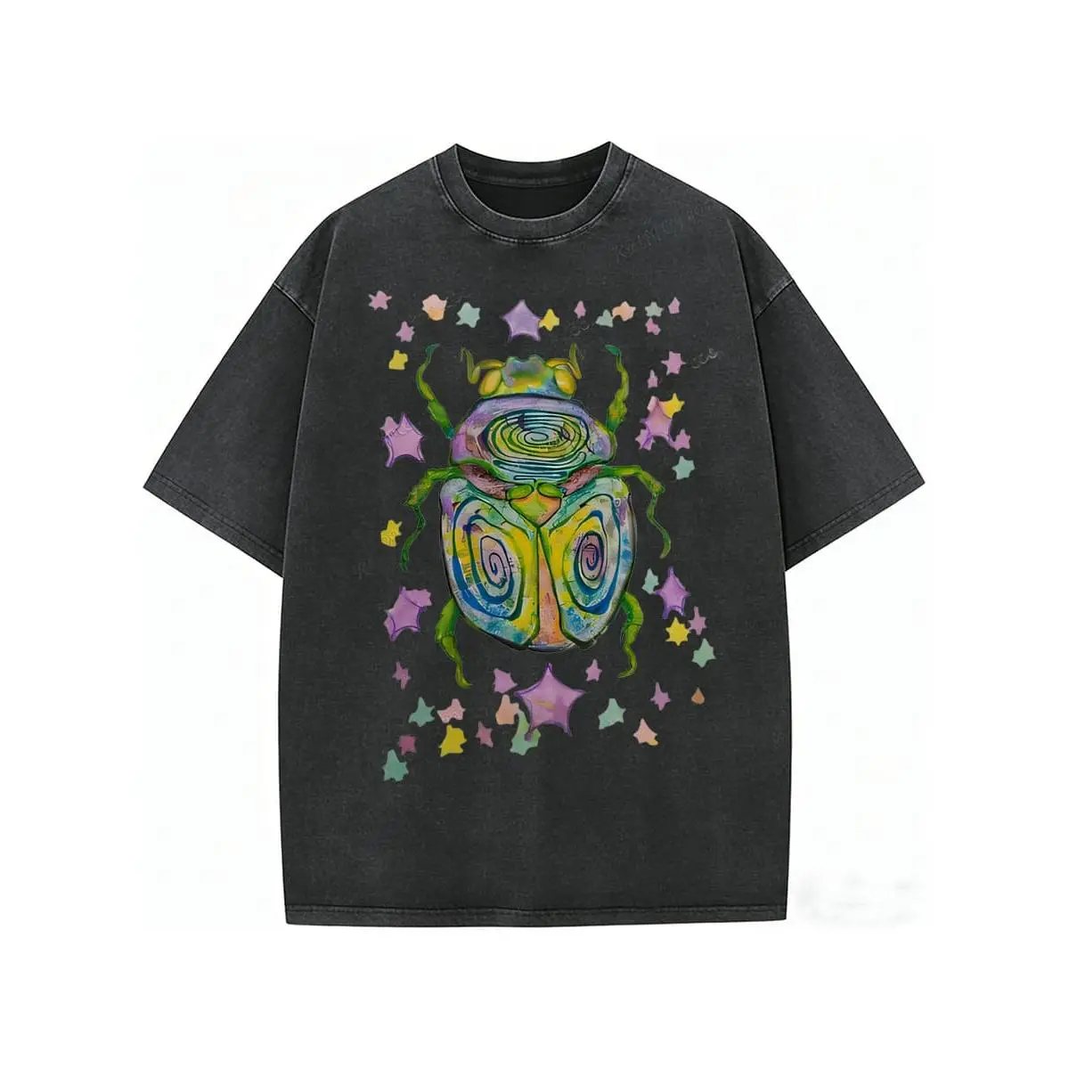 CottonWashable T-Shirt-Colorful Beetle Party Printed T-Shirt,Perfect For Everyday Wear,Gifts For Father'S Day-Summer Tops-New Summer Outfits For Women