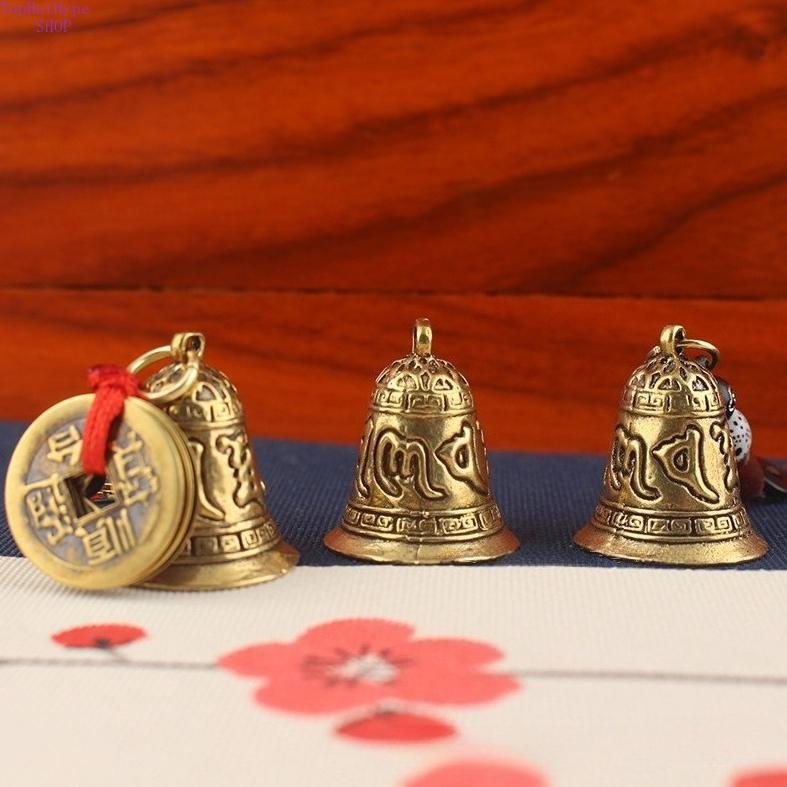 Vintage Brass Om Mani Padme Hum Bell Keychain, Spiritual Lucky Pendant for Men & Women, Stylish Bag Charm & Gift