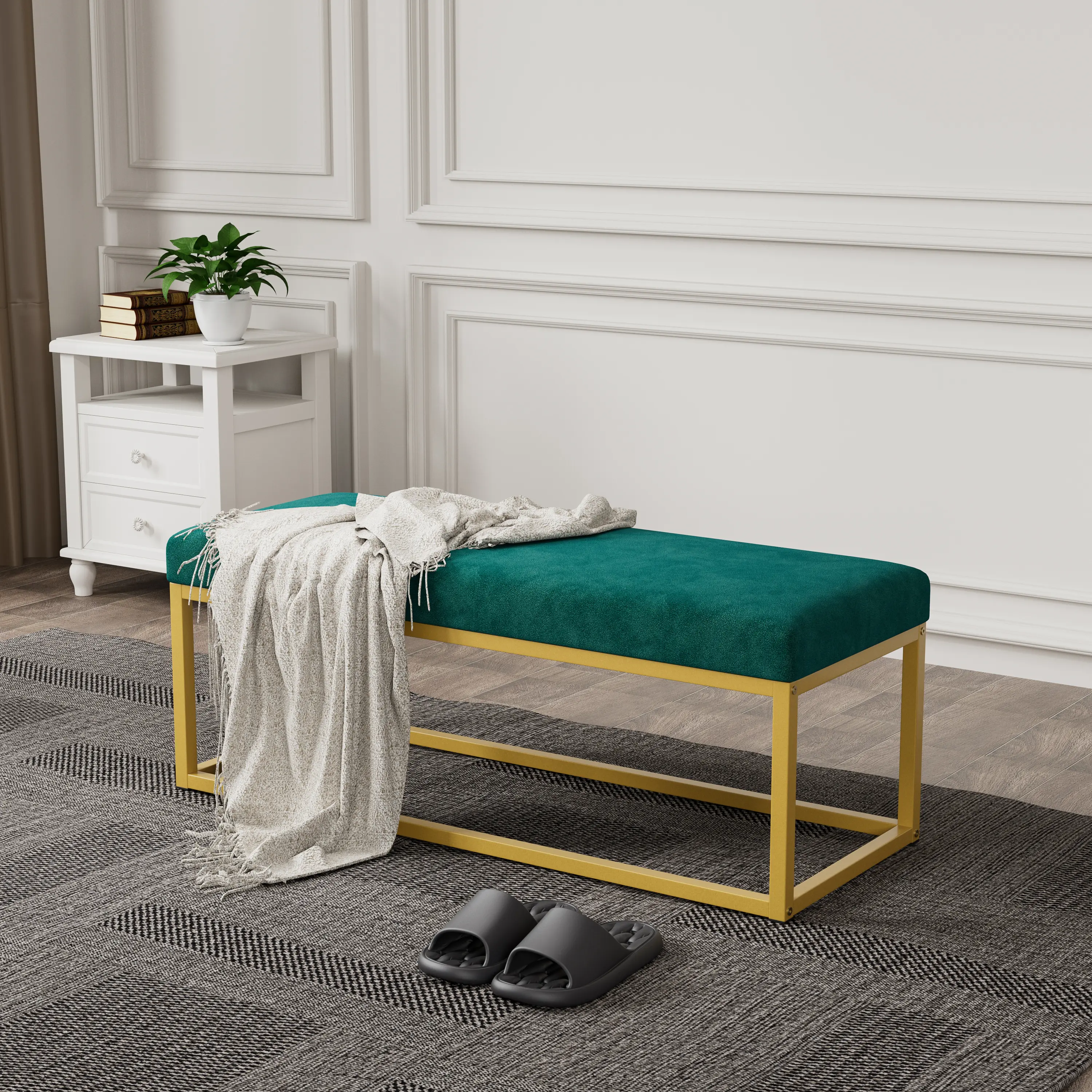 ARCH Storage Bench for Entryway, Mid-Century Modern Bench with Steel Frame and Synthetic Leather, Living Room Dining Room Hallway Furniture, Heavy Duty 600 lb Capacity, 1-Pack, Home Furniture and Household Product Search Terms for US Online Shopping