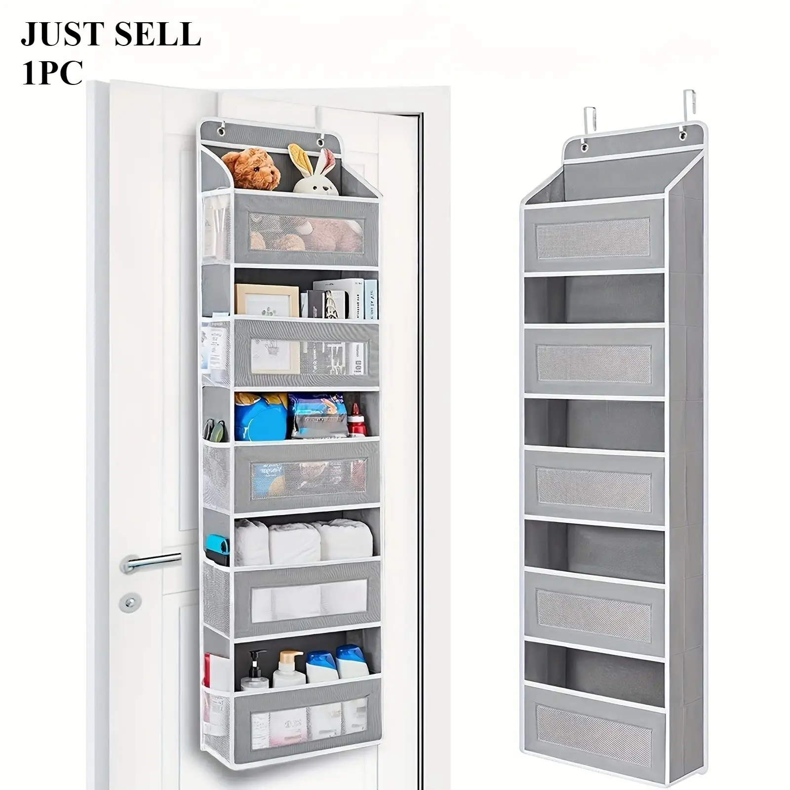 Over The Door Organizer Storage-5-Tier Hanging Organizer with 10 Large Pockets, Anti-Tilt Design, 44 lb Capacity for Bedroom, Bathroom, Baby Product Storage, Dormitory Storage, Multipurpose Storage