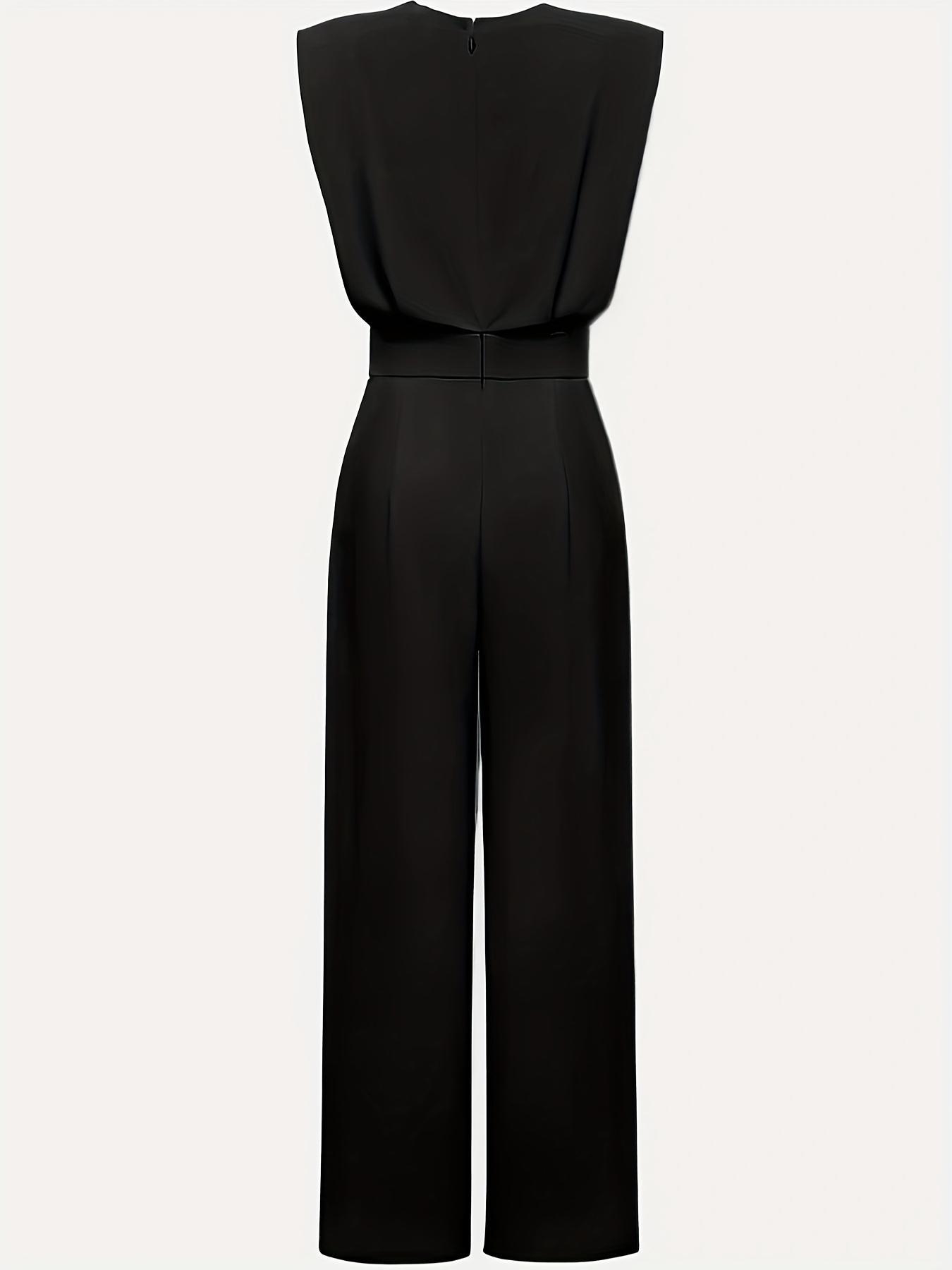 Women's Solid Color Sleeveless Jumpsuit, Elegant Fashion Casual Commuter Jumpsuit for Daily Outdoor Wear, Women Jumpsuit for Summer