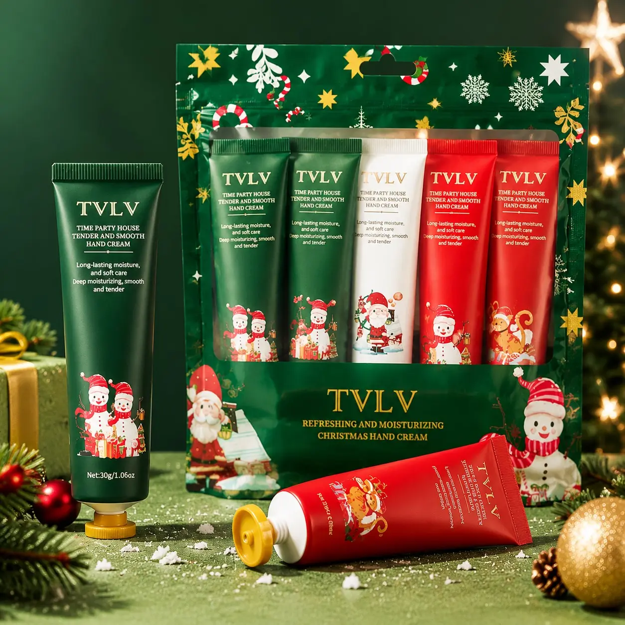 5-Pack Holiday Hand Cream Gift Set, Deeply Moisturizes Dry Rough Skin, Portable Hand Lotion, Ideal Christmas Gift