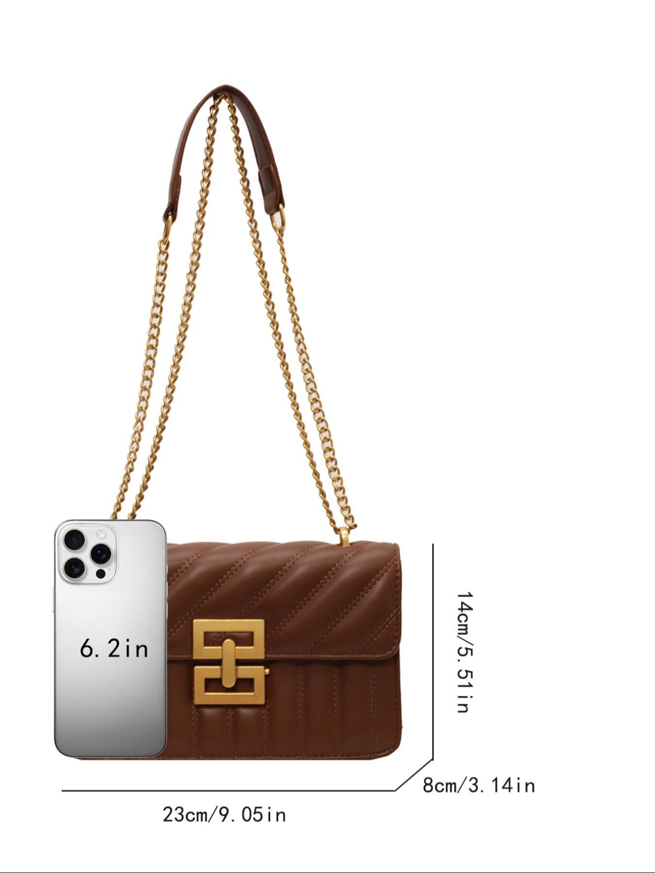 Women's Fashion Chain Strap Crossbody Bag, Casual Versatile Shoulder Bag for Daily Travel Work Commute, Trendy All-match Commuter Bag, Girl Fashionable Shopping Bag, Adjustable Crossbody Shoulder