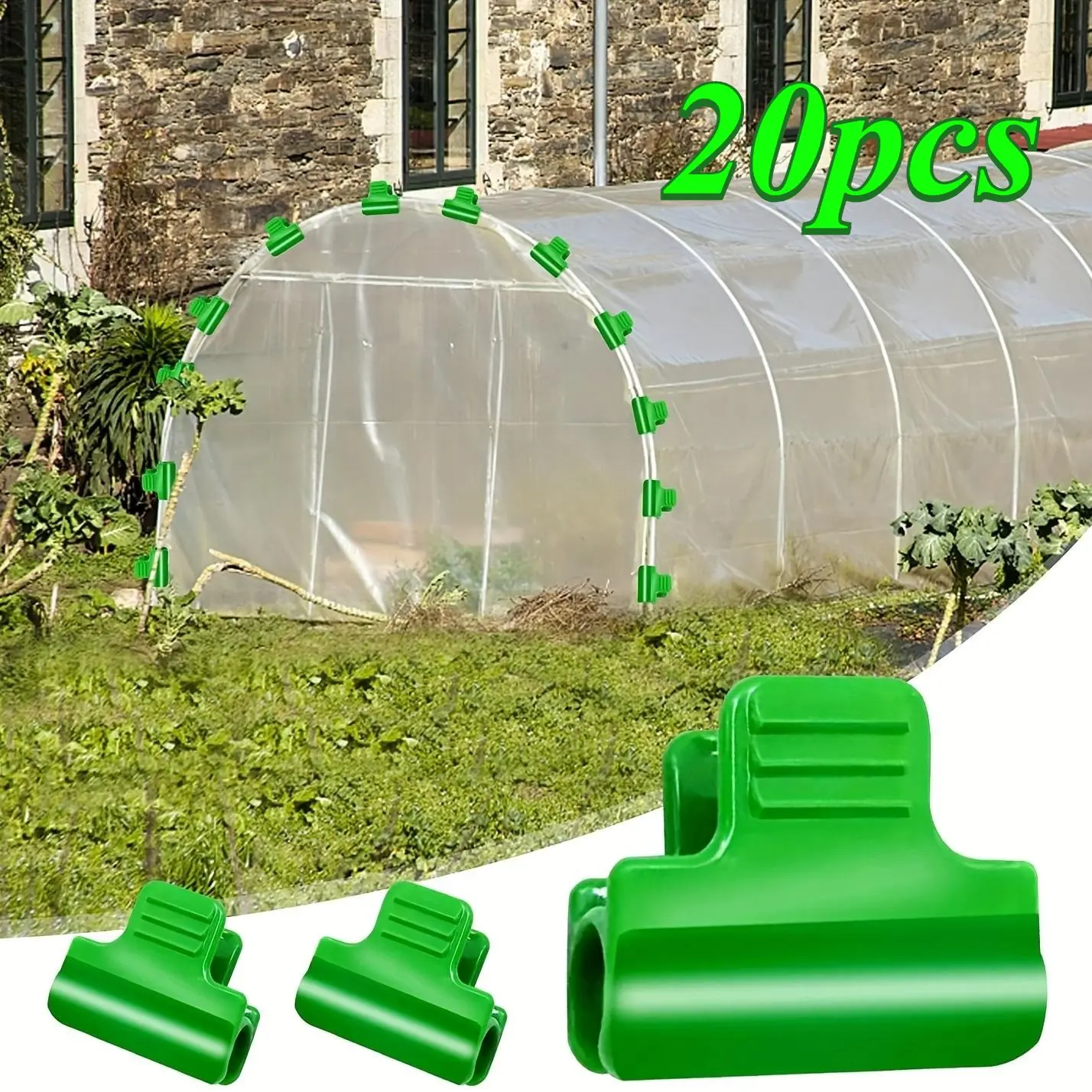 20pcs Greenhouse Clamps Hoops, Garden Netting Clips, Greenhouse Film Clamps, Shed Film Shading Net Rod Clips, Frame Shading Net Rod Clips, Grow Tunnel Hoop Clamps