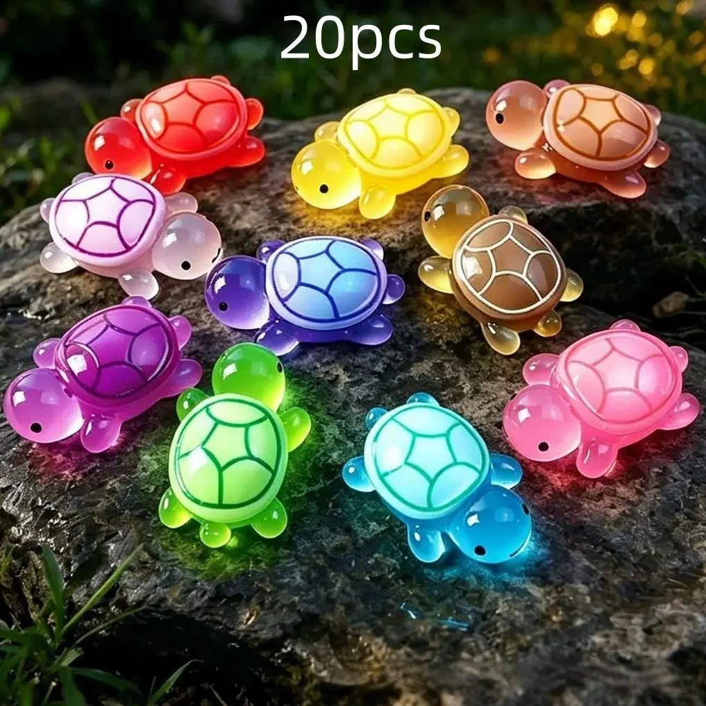 Night Glow Resin Mini Turtle Ornament, Resin Animal Figurines, Glows in Darkness, Perfect for Car and Fish Tank Decor, DIY Craft Supplies, Cute Figurines
