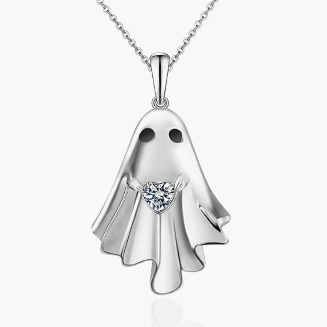 Halloween Ghost Necklace for Women, Gothic Spooky Ghost Pendant Necklace, Black Statement Jewelry with Vintage Dark Aesthetic, Trendy Collarbone Chain for Halloween Parties, Fall Outfits & Daily Wear