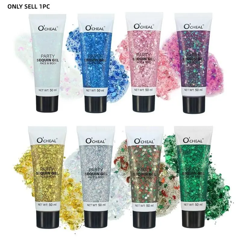 8 Face Glitters, Concert Glitter Gel, Face Eye Hair Festival Carnival Makeup Accessories, Shiny Female Body Shimmer Glitter Gel, Illuminating Glitter Gels