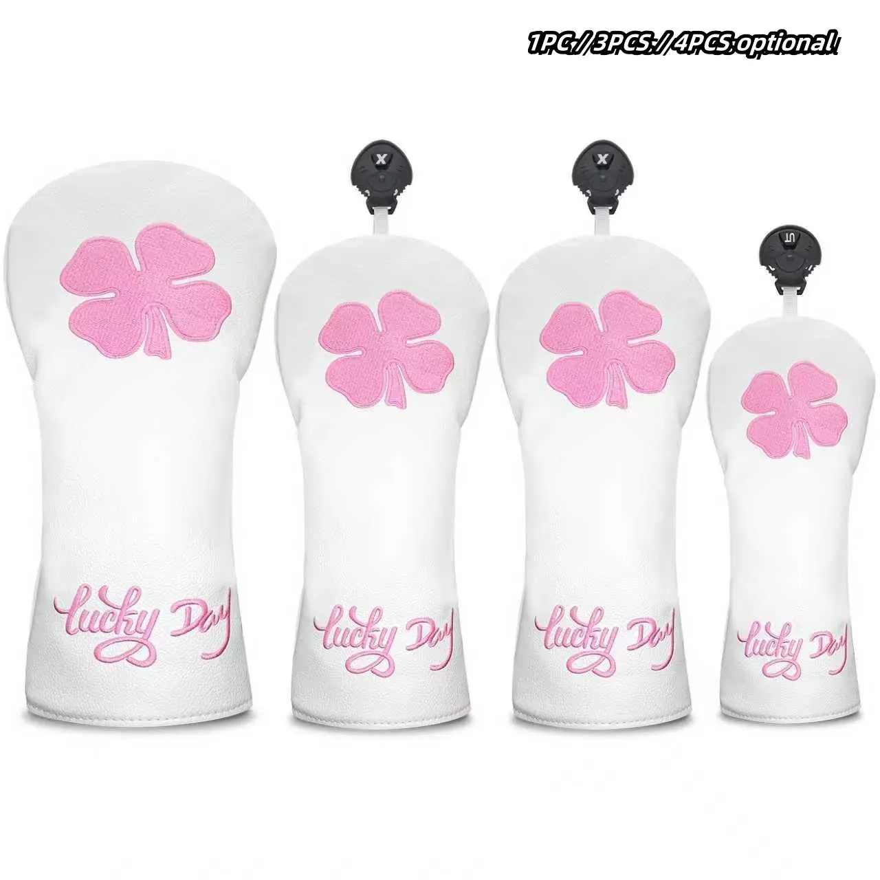 Clover Pattern Golf Head Cover, Durable Protective Case for 1-Wood, 3-Wood, 5-Wood, Ut Wood, Stylish Design, Golf Accessories, Textured Golf Cover, Golf Gear, Golf Equipment, Golf Supply