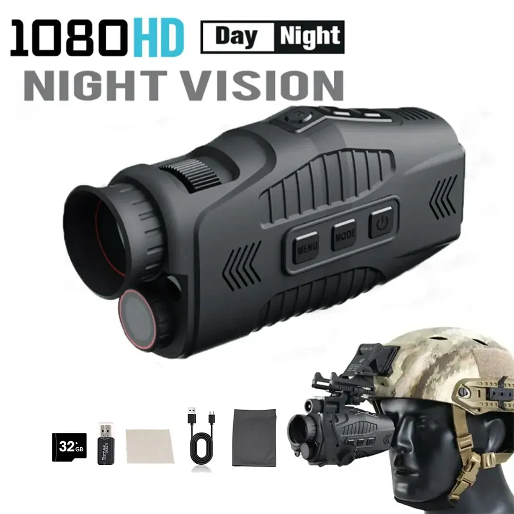 High-Definition Night Vision Monocular Goggles – 1080P Photo & Video Recording – 5X Digital Zoom – 300m Full Darkness Range – Portable Infrared Device for tracking, Camping, Wild fauna Surveillance, Travel