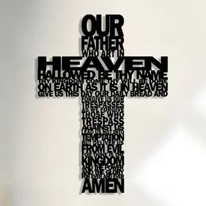 Jesus Christ & Cross Pattern Wall Art, Metal Wall Decor, Wall Hanging Decor for Home Living Room Bedroom, Room Decor, Home Decor, Religious Gift, Letter Print Cross