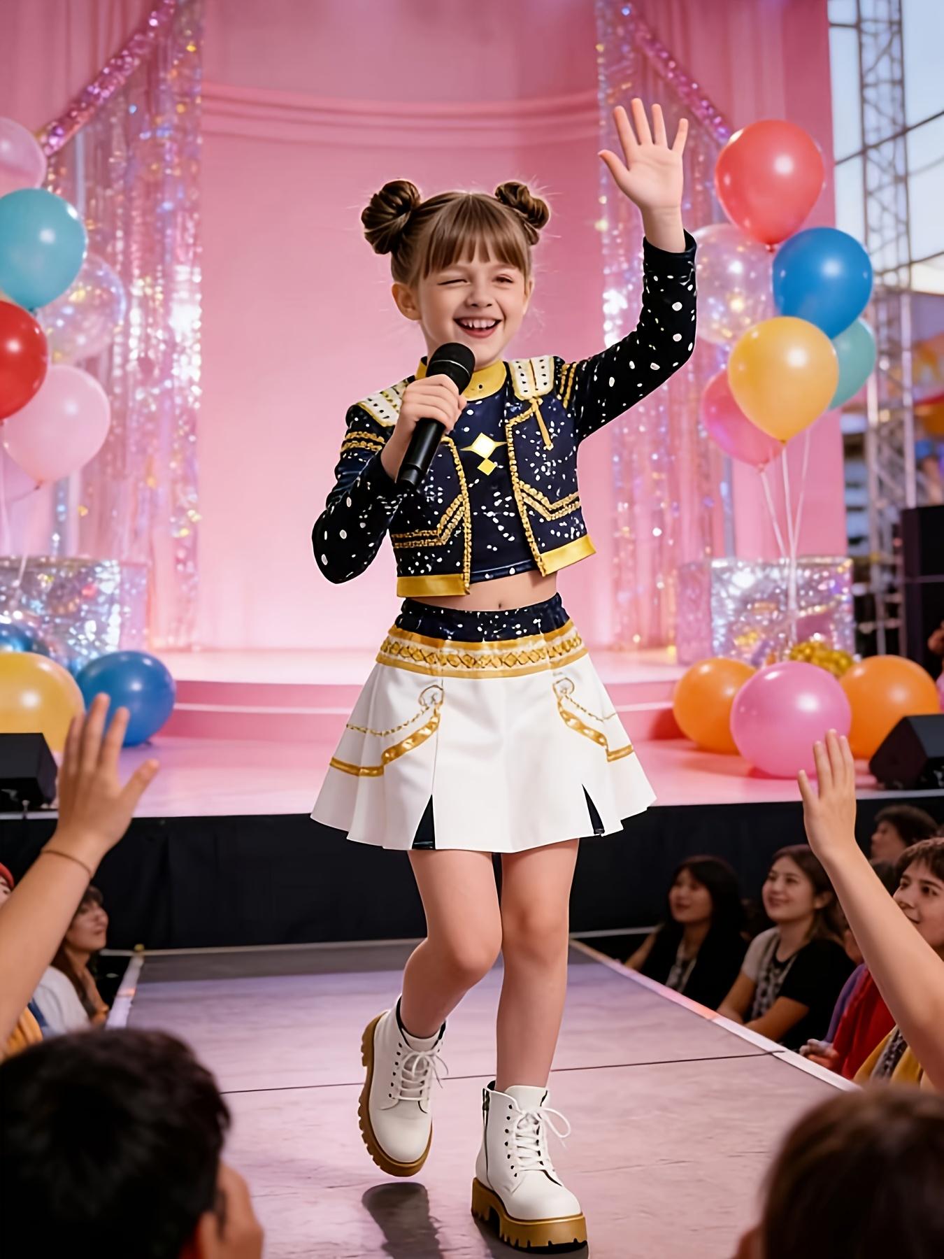 Kids Sibling Outfits Sold Separately Boys Girls Short sleeve Top Shorts Set Girls 3pcs Long sleeve Jacket Skirt Turtleneck Top Stage Fashion Costumes Gifts  Gifts