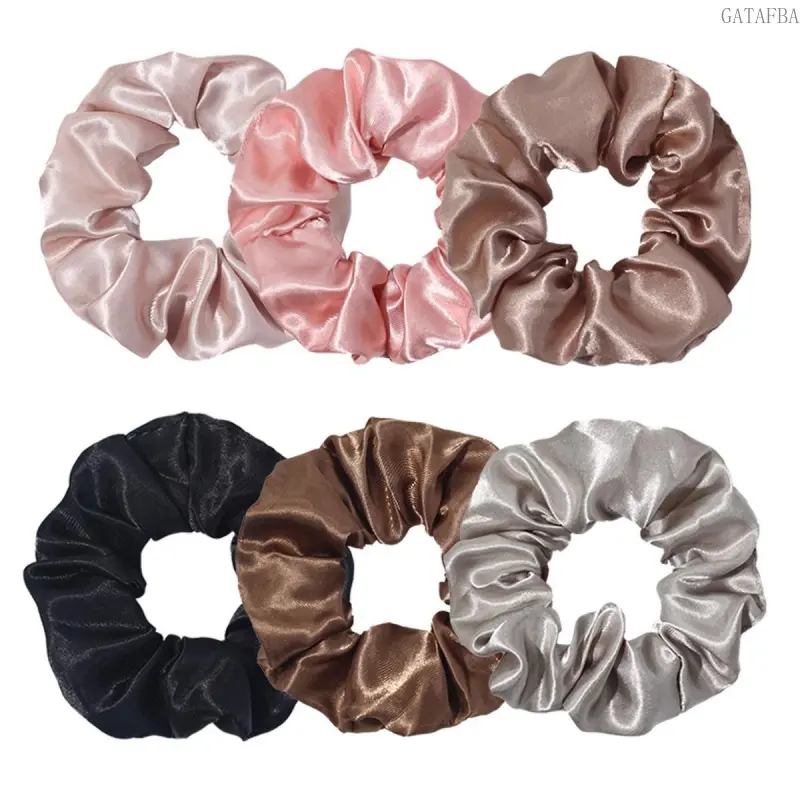 6Pcs Satin Silk Scrunchies, Classic 4.5 Inch Elastic Ponytail Holders, Versatile Hair Bands & Bracelet Hair Accessories for Women and Girls