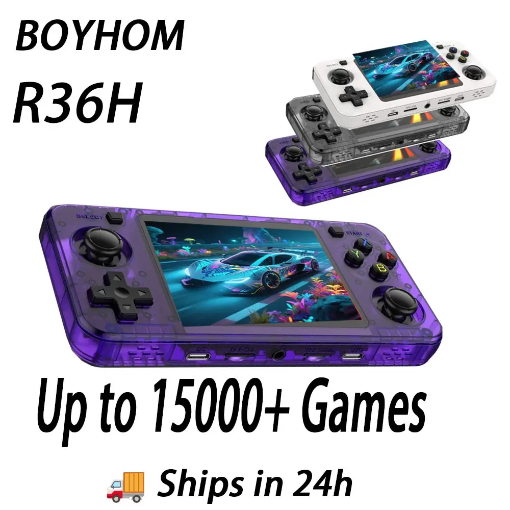 Boyhom R36h Handheld Game Console, 3.5 Inch IPS Screen, Preinstalled 15000+ Classic Games, Portable Pocket Gaming Device for All Ages