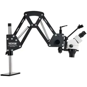 VEVOR Multi-Directional Microscope with Spring Bracket, 7X-45X Magnification Jewelry Microscope, Micro Jewelry Inlaid Stand with Integrated USB Ring LED Light and 360 Ball Vise, for Jewelry Inlay