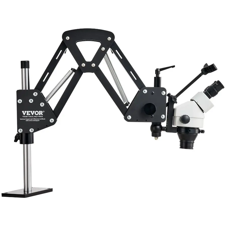 VEVOR Multi-Directional Microscope with Spring Bracket, 7X-45X Magnification Jewelry Microscope, Micro Jewelry Inlaid Stand with Integrated USB Ring LED Light and 360 Ball Vise, for Jewelry Inlay