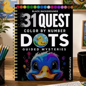 31 Colors Digital Dot Puzzle Book, Addictive Coloring Book, Guided Mysteries, Color By Number, Quest, Relax Brain, Reveal Hidden Art, Perfect for Stress Relief and Fun