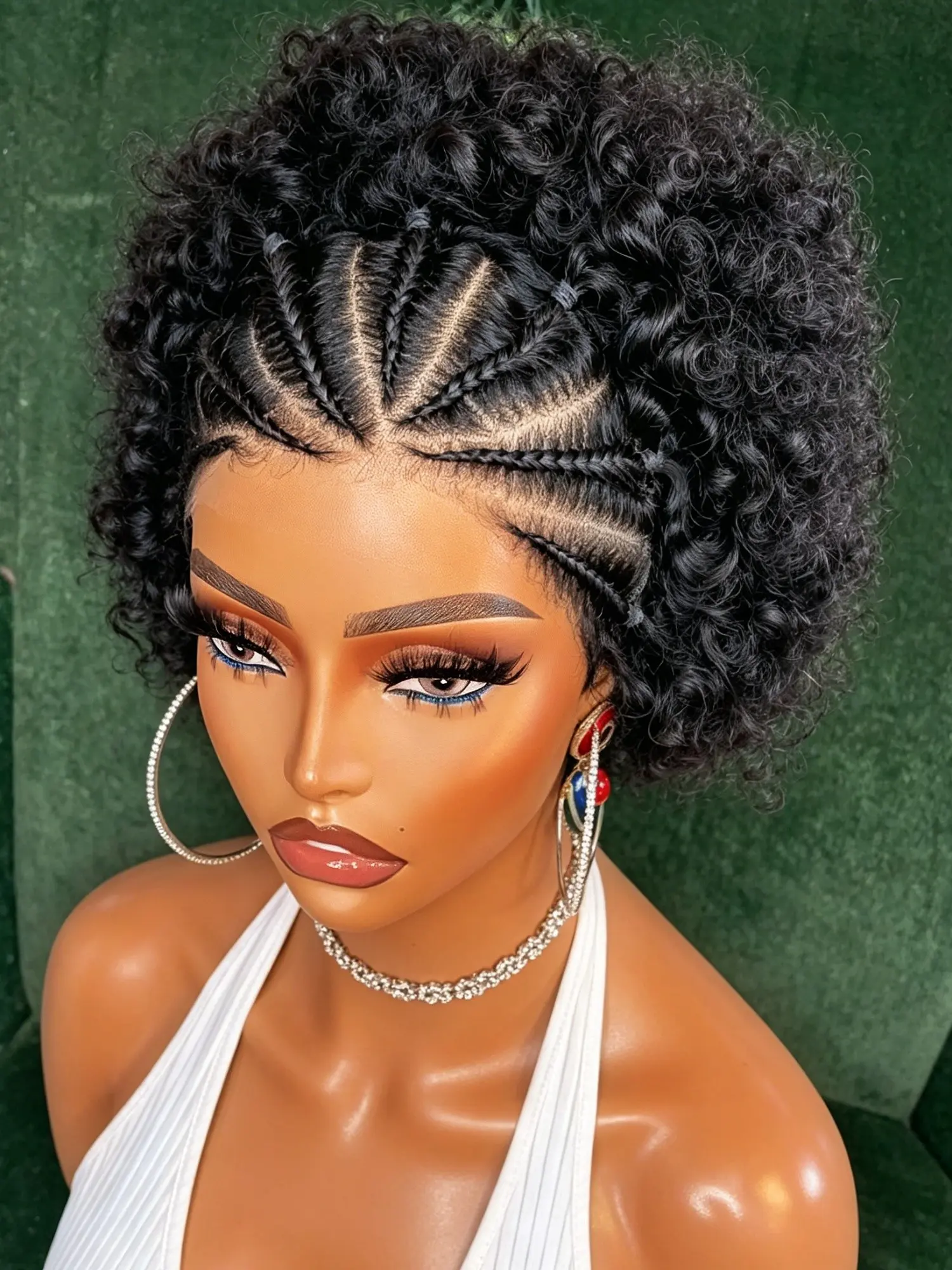 Short Layered Curly Glueless Pixie Cut Human Hair Lace Wigs for Women