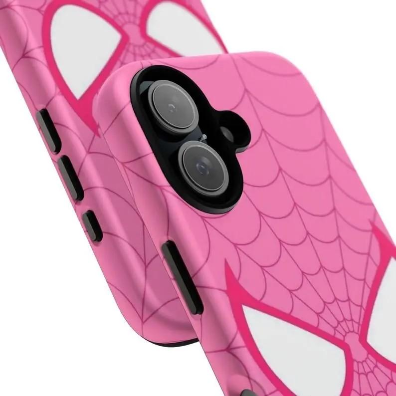 Y-Pink spider web pattern phone case,Having good protective properties,for iPhone 16 15 14 13 12 11 17Pro Max,for Samsung S25 S24 S23 S22 Ultra,Protective Cover,give her/him a gift for Christmas and Thanksgiving