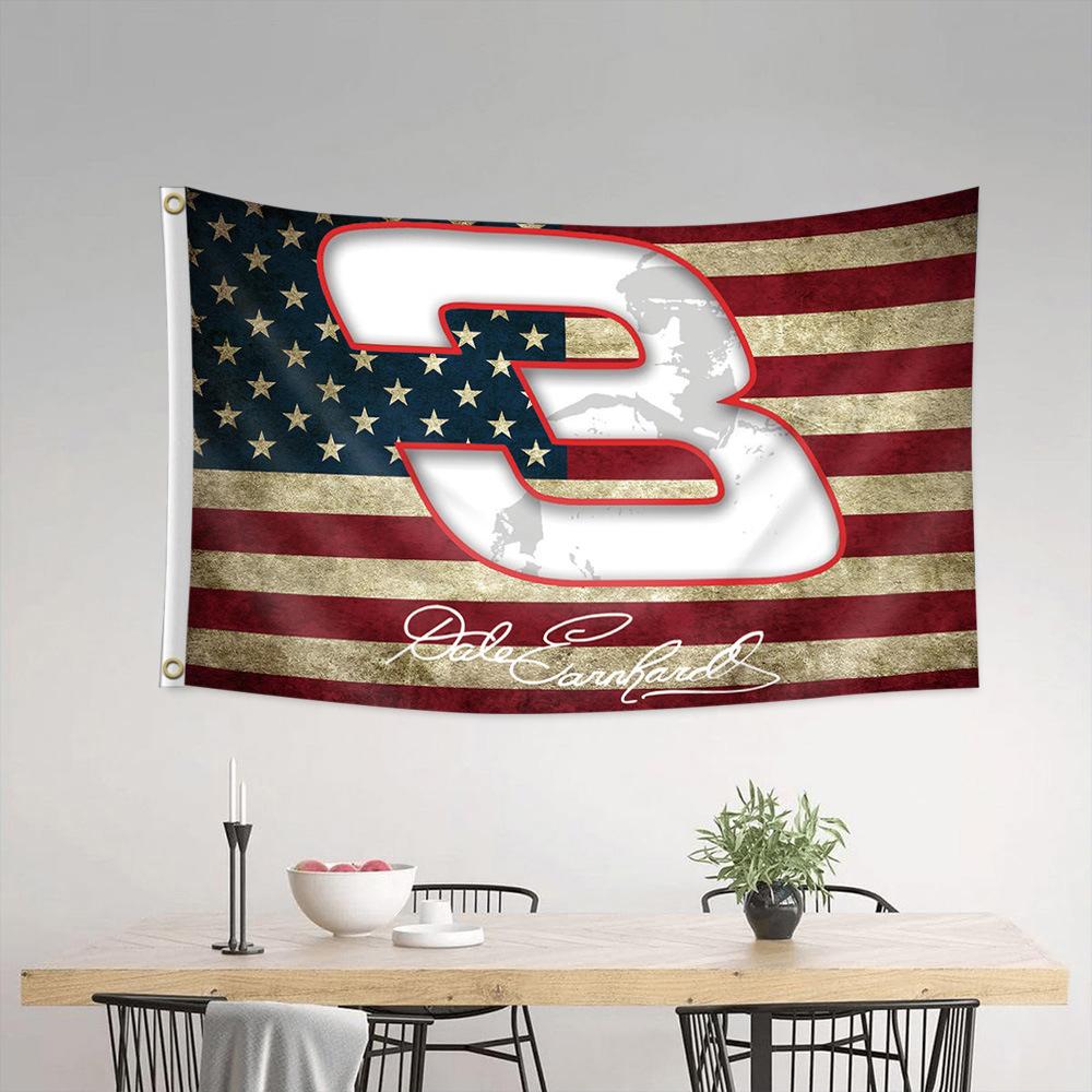 Dale Earnhardt Jr Race Car Champion 3x5 Flag, Outdoor Durable Polyester American Flag with Bold Design, Patriotic Home Decor for Bedroom & Living Room, Room Decor Banner