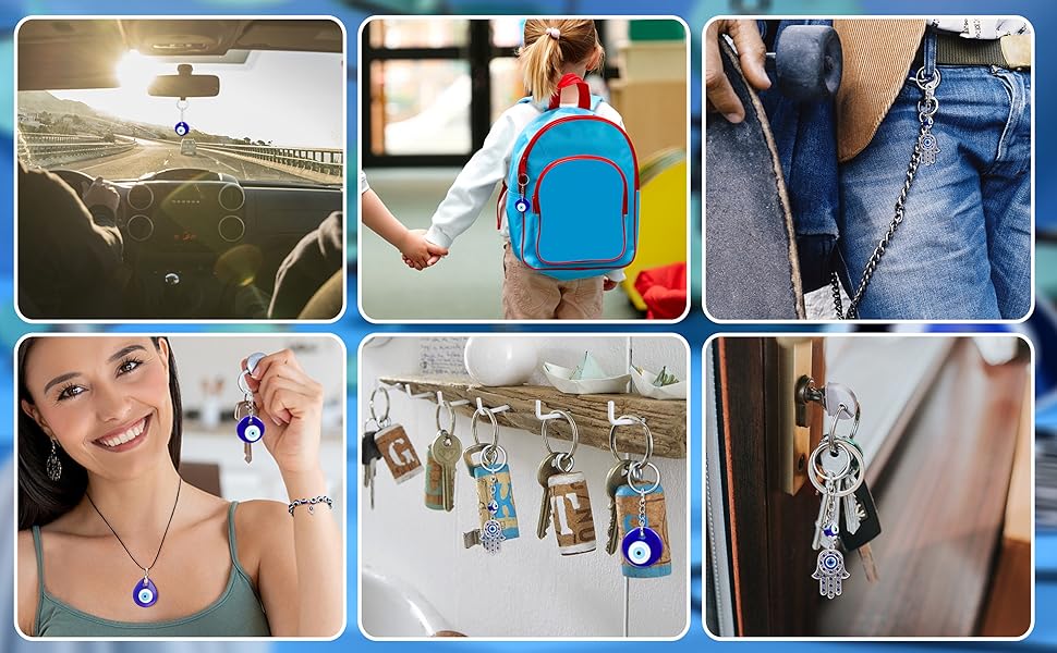 YADOCA 12/15Pcs Evil Eye Necklace, Bracelet, Earring, Ring, Keychain Hamsa Hand Pendant - Turkish Protection Jewelry Set with 50Pcs Evil Eye Stickers YADOCA 12/15Pcs Evil Eye Necklace, Bracelet, Earring, Ring, Keychain Hamsa Hand Pendant - Turkish Protection Jewelry Set with 50Pcs Evil Eye Stickers