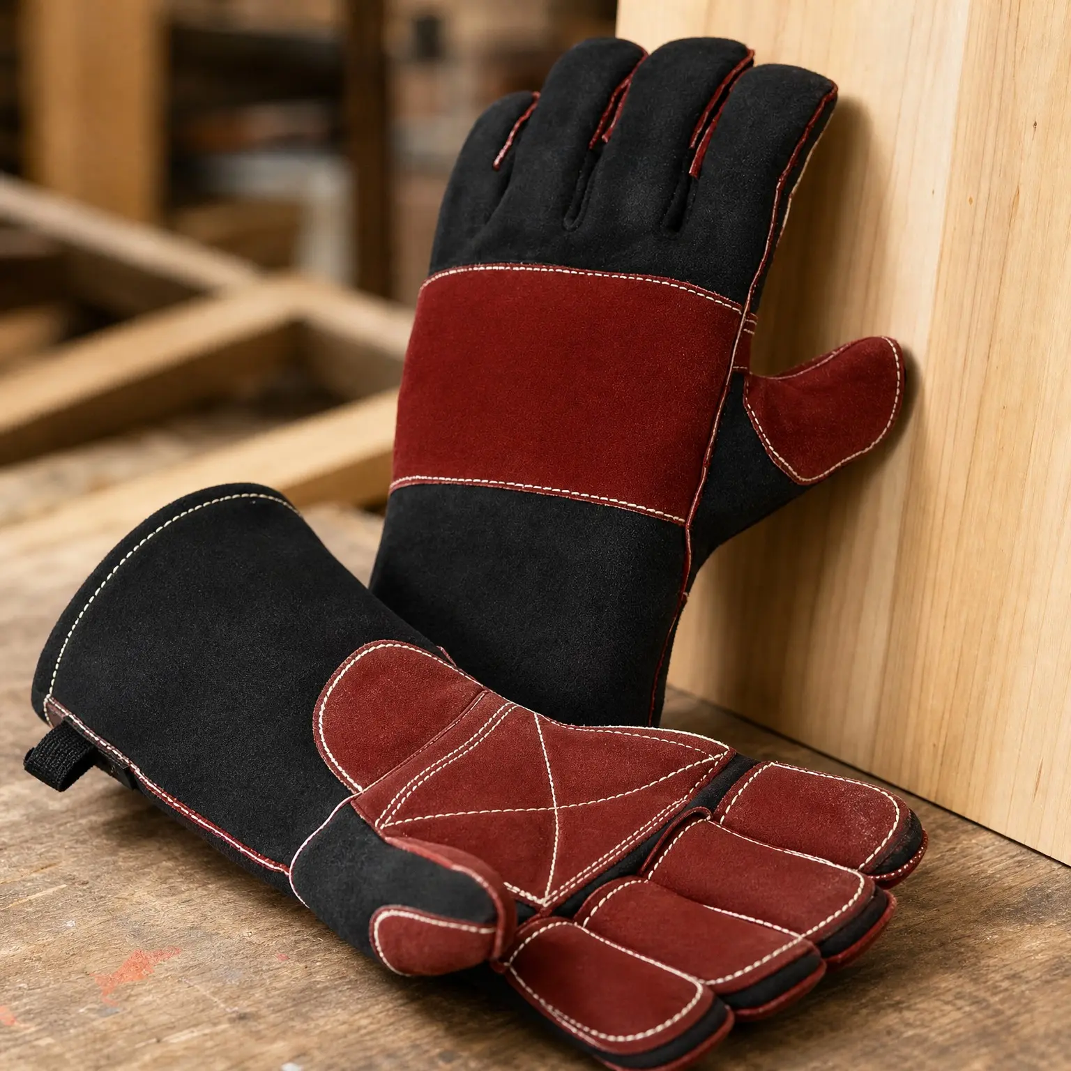 16 Inch L/XL/XXL 1000°F Heat Resistant Fireproof Leather Welding Gloves for Stick, MIG, TIG, Forge, BBQ