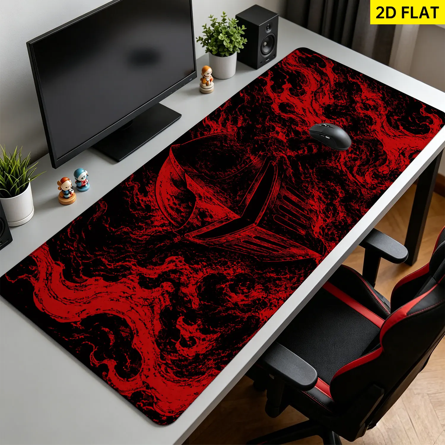 Extra Large red warrior helmet artistic Mouse Pad,Non Slip Rubber Pad,Desktop Decoration Drotection Pad,Washable,Lock Edge Multi Size,Premium Multipurpose Mousepad For Office,Gaming Station,Gift for Family and Friends