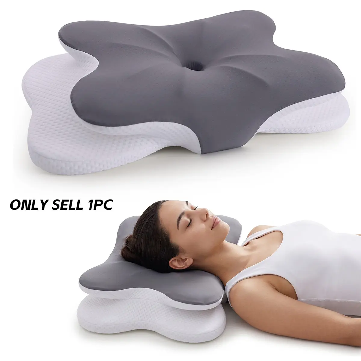 Cooling Memory Foam Pillow, Self-Adapting Shape Based on Head and Neck Weight, Easy to Remove and Wash, Maintains Hygiene