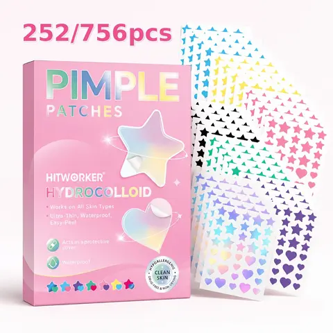 Cute Star & Heart Pimple Patches, 252/756 Counts Hydrocolloid Acne Spot Treatment Patches, Acne Patches For Face, Ultra-Thin Waterproof Blemish Stickers, Easy-Peel Spot Covers