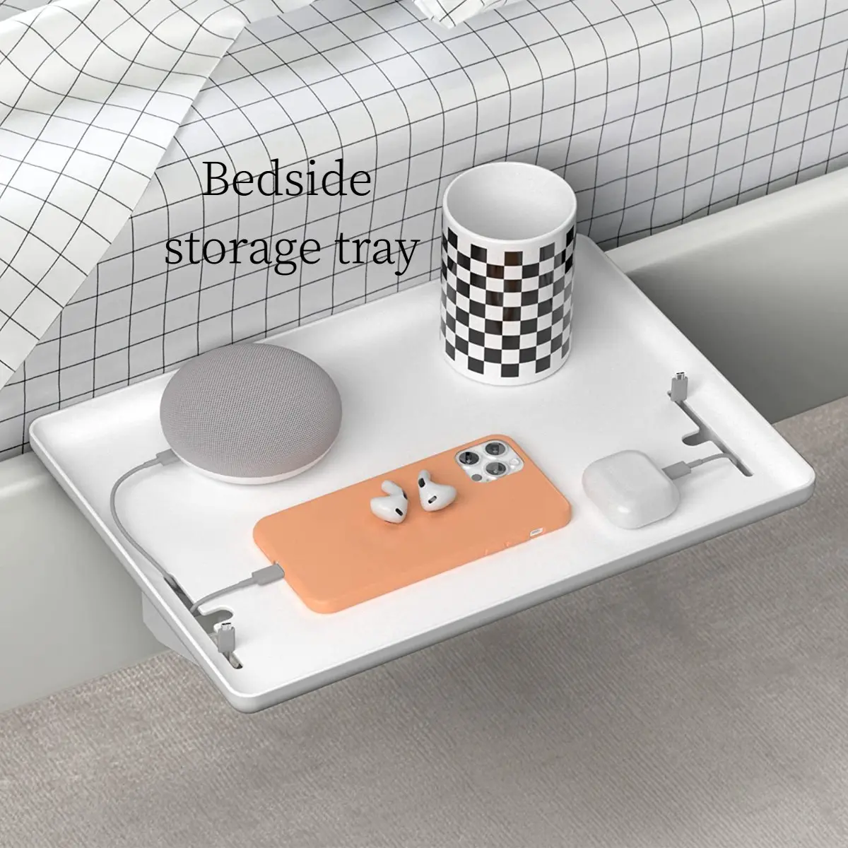 Bedside Storage Rack, Clip-On Bed Edge Phone Holder, Headboard Organizer, Convenient Bedroom Accessory, Space-Saving Design, Convenience