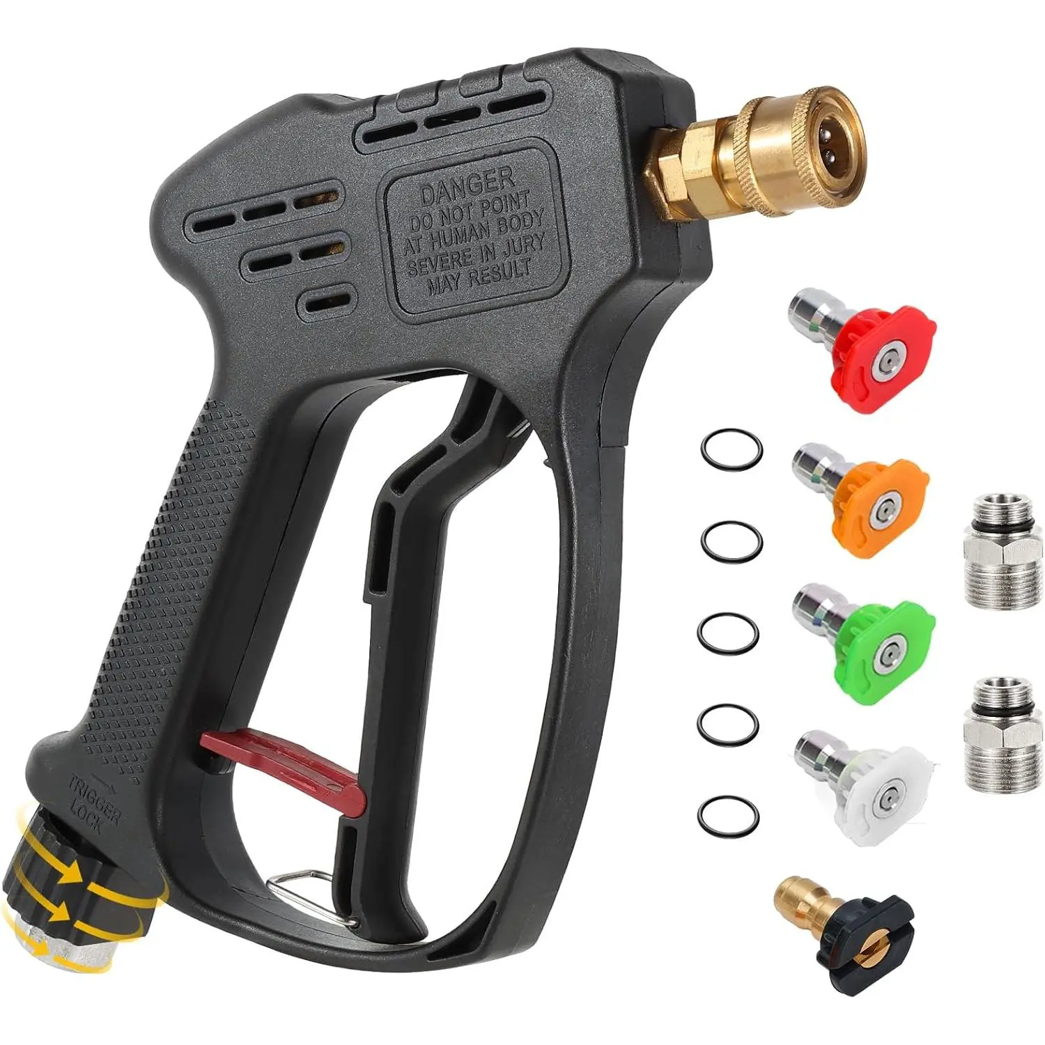 Short  Washer , 5000 PSI Max Swivel High  Washer Extension Wand with 5 nozzles, M22 14MM Swivel Connect & M22 15MM,  Wash Kit Power Washer  for , Driveway, Yard, Fence